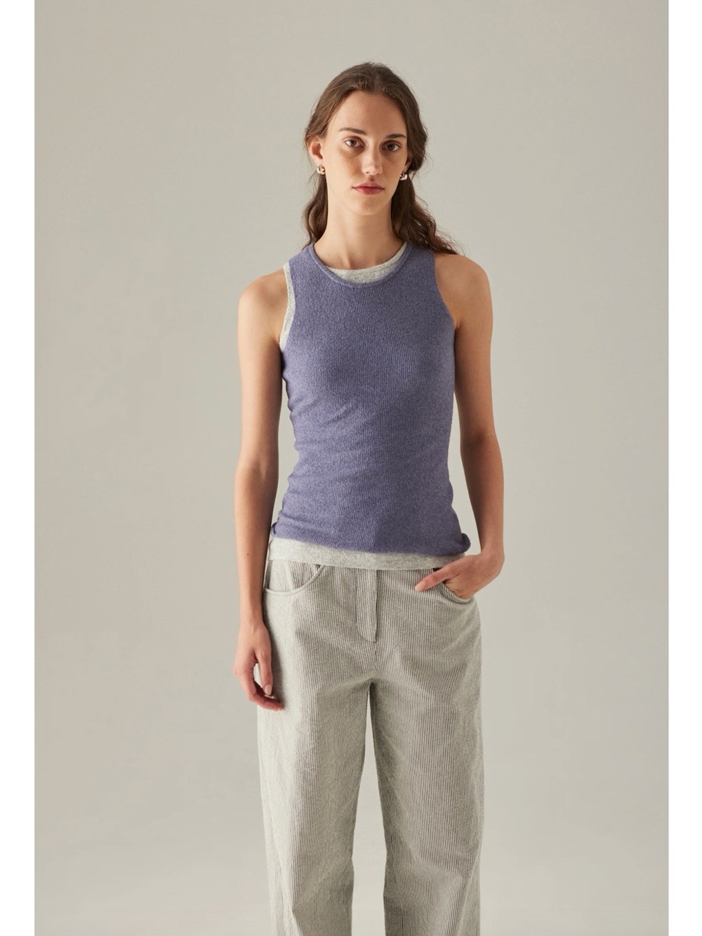Something to Hold Deli Tank Teddy Boucle Blueberry - Picture 2 of 7